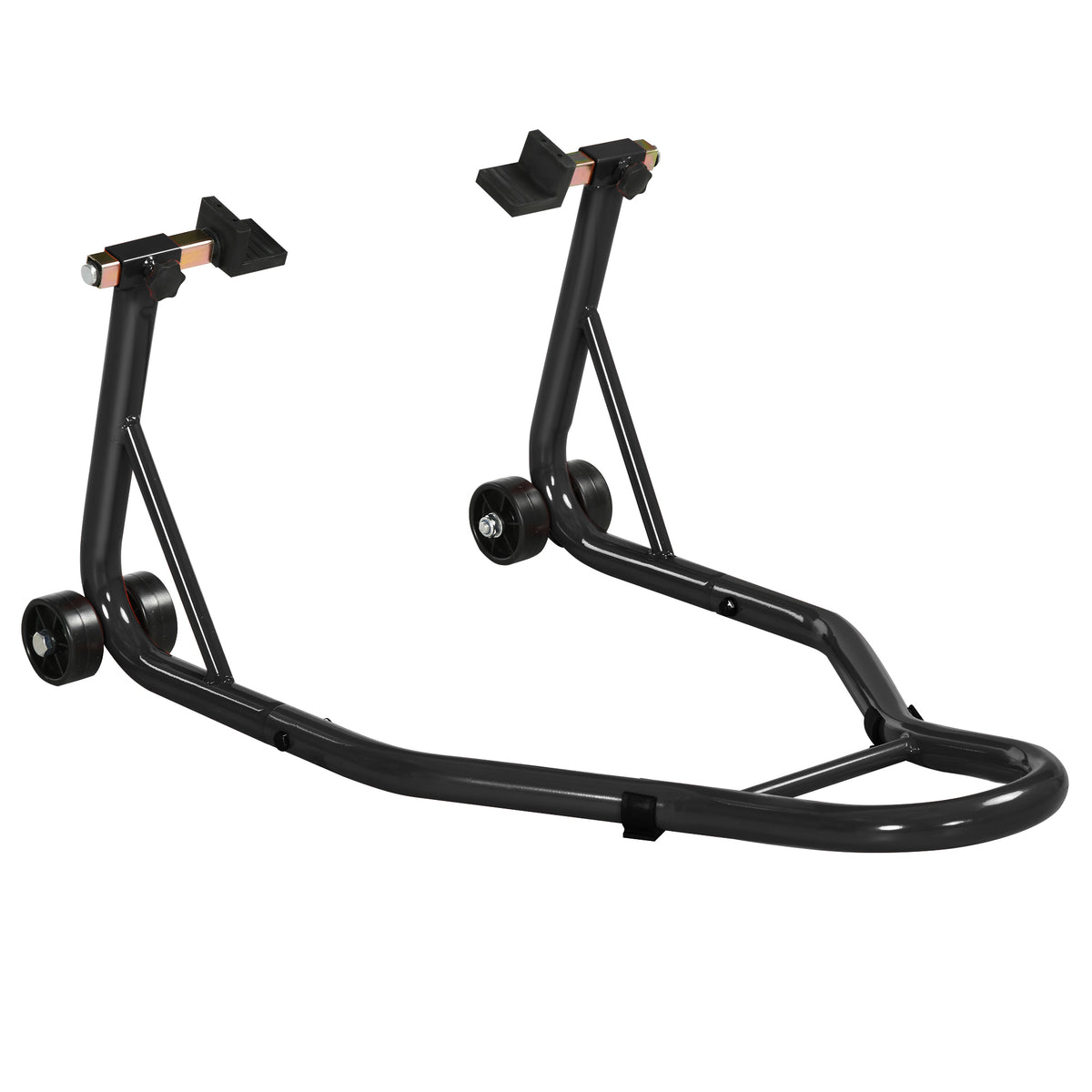 Support béquille de moto arrière support de roue lève moto arrière sur roulettes avec bobine de bras oscillant U, noir-0