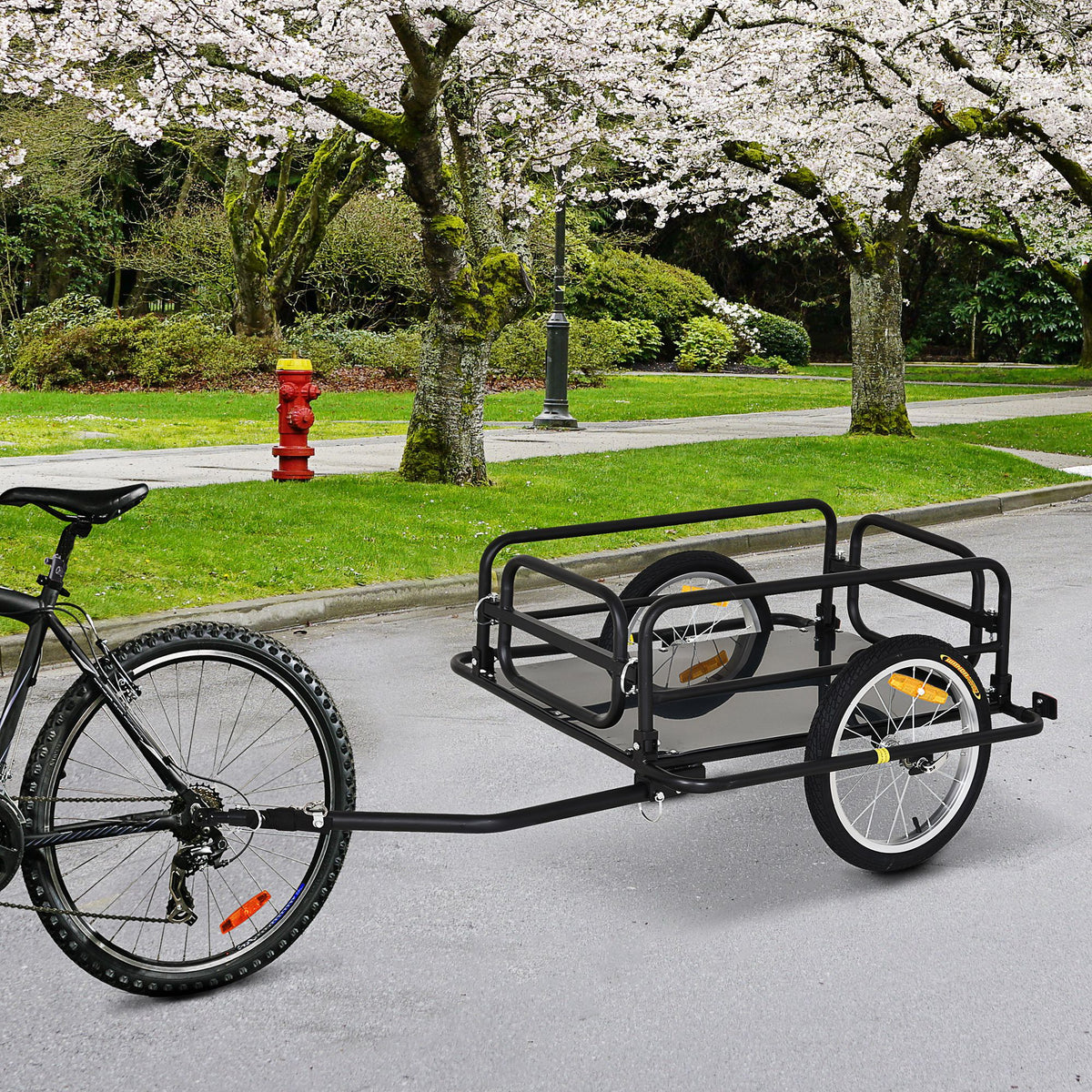 Remorque vélo remorque de transport pour vélo 70L 139L x 71,5l x 49H cm barre d'attelage universelle acier noir-1