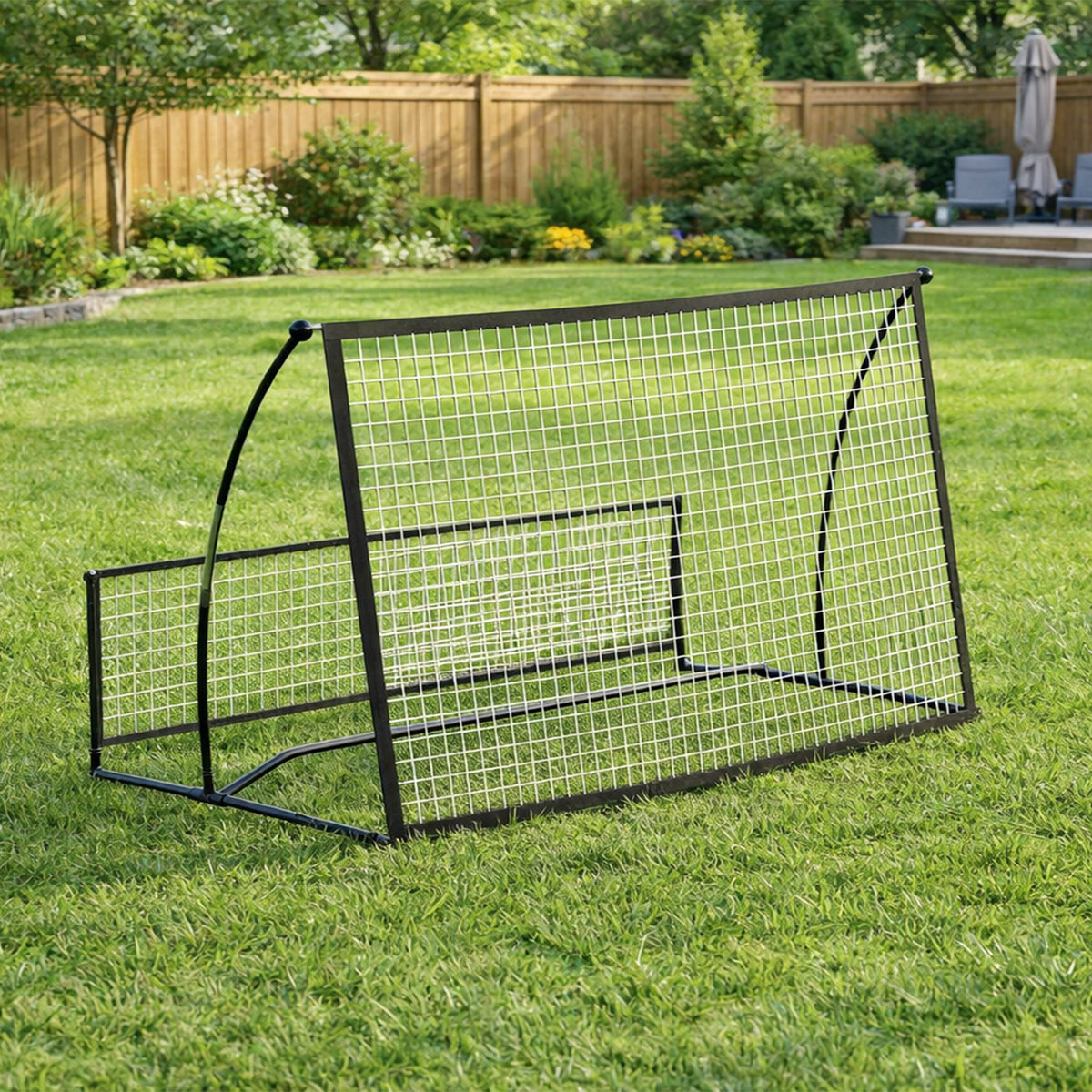 Filet de Rebond Football Portable 2-en-1, Double Face, avec Sac de Transport et Piquets de Sol, 200x94x122/52cm, Noir-1