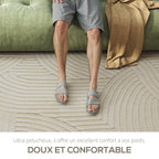 Tapis salon 230 x 160 cm, tapis à poils épais géométrique, moelleux et antidérapant, crème-3
