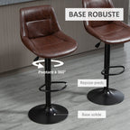 Lot de 2 tabourets de Bar Vintage réglable pivotant avec Repose-Pied revêtement synthétique Marron Effet Vieilli-4