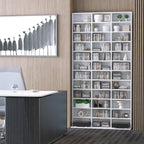 Étagère Rangement CD/DVD Meuble de Rangement pour 1116 CDs 36 Compartiments réglables en Hauteur Blanc-6
