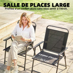 Lot de 4 chaises de jardin pliantes avec accoudoirs, chaises d'extérieur avec assise large en textilène, noir-4