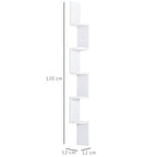 Étagère d'angle Murale à 5 Niveaux Hauteur 120 cm Forme de Zigzag en Bois Blanc-2