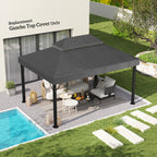 Toile de rechange pour pavillon toile de tonnelle 4 x 3 m, double toit avec trous de drainage, polyester 370 g/m², gris-1