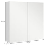 Armoire murale de salle de bain miroir placard de rangement 2 portes 3 niveaux étagère réglable 60 x 15 x 60 cm blanc-2
