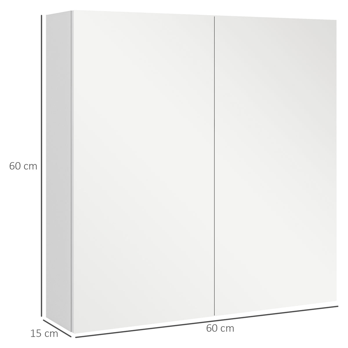 Armoire murale de salle de bain miroir placard de rangement 2 portes 3 niveaux étagère réglable 60 x 15 x 60 cm blanc-2