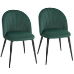Lot de 2 chaises de salle à manger, chaises de cuisine rembourrées sans accoudoirs, pieds en acier, 52x55x79cm, vert-0