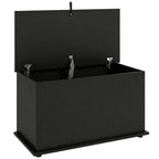 Coffre de Rangement, Banc de Rangement avec Couvercle Rabattable et Charnières de Sécurité, 80 x 40 x 45 cm, Noir-0