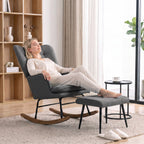 Fauteuil à bascule avec repose-pieds, rocking chair, assise large, dossier haut, coussin inclus, 64 x 89 x 90 cm, gris-7
