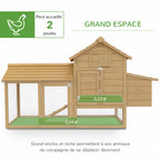 Petit poulailler cottage cage à poules sur pied dim. 151L x 54l x 87H cm multi-équipement bois massif de sapin-3