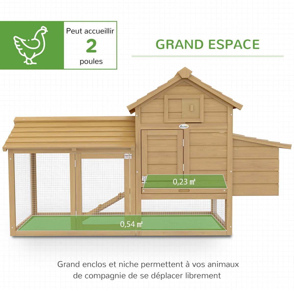 Petit poulailler cottage cage à poules sur pied dim. 151L x 54l x 87H cm multi-équipement bois massif de sapin-3