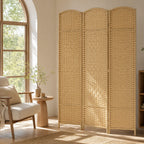 Paravent intérieur en bois 3 panneaux séparateur de pièce pliable pour salon chambre 135 x 180 cm bois naturel-9