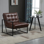 Fauteuil de salon Chesterfield Fauteuil Relax Assise Dossier capitonnés Structure métal Noir revêtement synthétique Chocolat-8
