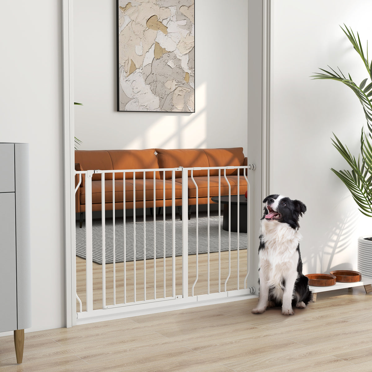 Barrière de sécurité barrière pour animal domestique longueur réglable dim. 75-115L x 76H cm blanc-1