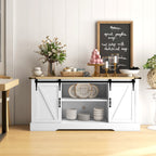 Buffet meuble de rangement avec 2 portes coulissantes étagères réglables 150l x 40P x 72H cm en bois blanc chêne-1