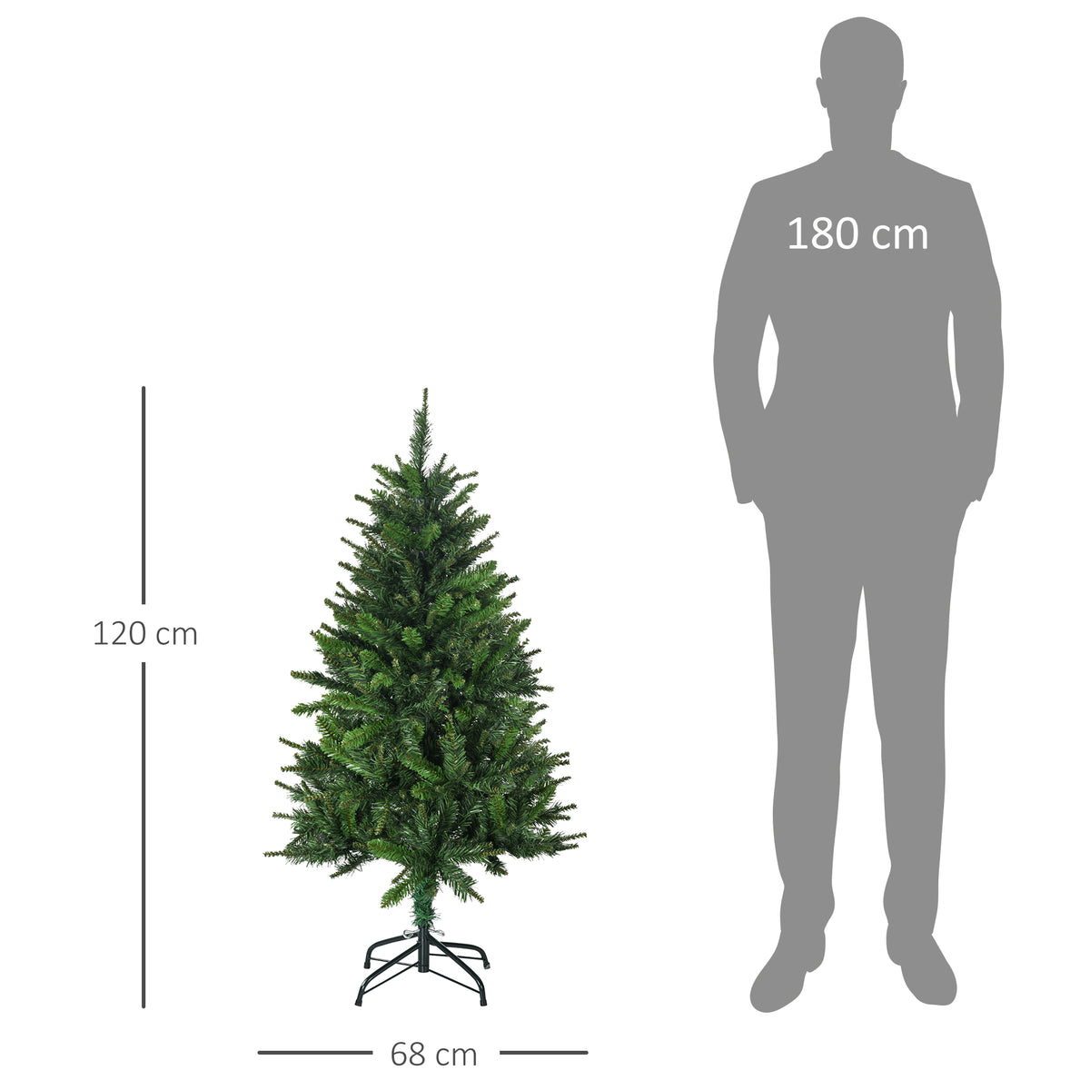 Sapin de Noël artificiel avec 310 branches support en acier socle pliable en acier hauteur 120 cm vert-2