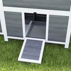 Poulailler en bois XL avec nichoir 3 compartiments tiroir amovible toit imperméable porte-rampe 100x86x100cm gris-9