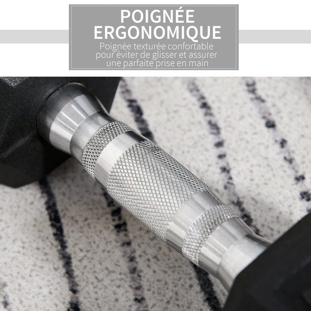 Ensemble d'haltères courtes total 2 x 5 Kg, haltères musculation fitness pour homme et femme, entraînement musculaire & haltérophilie - métal caoutchouc noir-4