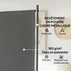 Paravent de Jardin Brise-Vue Extérieur 3 Volets Occultant Pieds en Métal Stable 260x180cm Gris Foncé-6