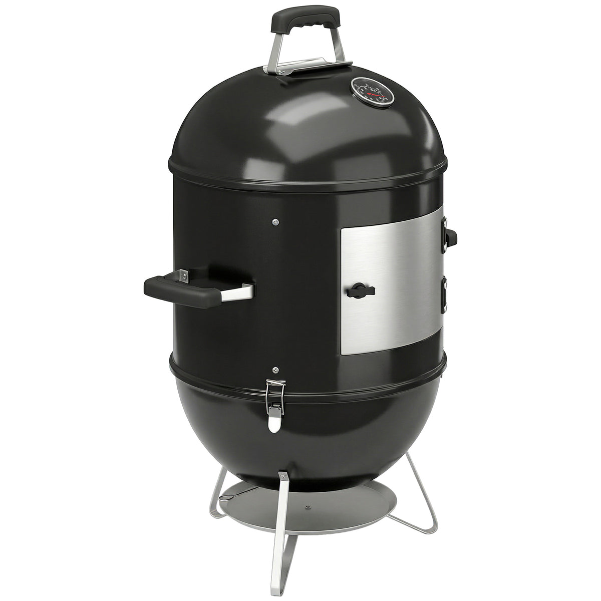Fumoir 3 en 1 avec 3 Grilles de Cuisson, Thermomètre Intégré, Ventilation Réglable, 62,5x47,5x91cm, Noir-0