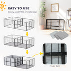 Parc de Mise Bas pour Chien 2 Compartiments Séparés avec Toile Oxford Coupe-Vent 7 Panneaux 203x102x60cm Noir-7