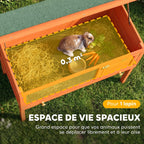 Clapier Lapin Extérieur en Bois, Toit Ouvrable en Asphalt et Plateau Coulissant, Design Surélevé, 90x45x65cm, Orange-3