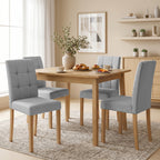 Lot de 2 chaises de salle à manger, chaise de cuisine moderne avec siège rembourré en tissu effet lin, gris clair-8