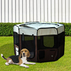 Parc enclos pliable pour chien chat petits animaux octogonal en tissu Oxford et acier Ø 90 x 41H cm marron beige-9