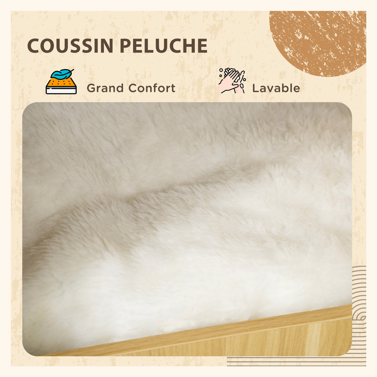 Maison de toilette pour chat meuble litière chat 3 niveaux compartiment fermé par une porte 1 coussin 60 x 45 x 103 cm-4