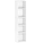 Bibliothèque étagère de rangement 5 niveaux avec étagères réglables pour salon, chambre, bureau, 30x24x133,5cm, blanc-0