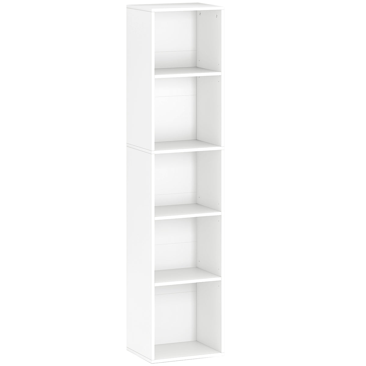 Bibliothèque étagère de rangement 5 niveaux avec étagères réglables pour salon, chambre, bureau, 30x24x133,5cm, blanc-0