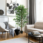Plante artificielle ficus hauteur 1,80 m tronc branches liane lichen feuilles grand réalisme pot inclus vert-9
