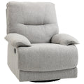 Fauteuil de relaxation inclinable manuellement avec repose-pied ajustable tissu aspect lin gris clair-0