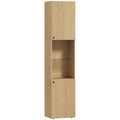 Armoire salle de bain haute, meuble de rangement colonne 6 niveaux 2 portes et étagères réglables, 40x31x182cm, chêne-0