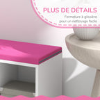 Bibliothèque banc 2 en 1 avec 5 compartiments de rangement et 2 coussins 108 x 30 x 60 cm blanc rose-6