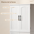 Buffet haut cuisine, armoire de cuisine, 4 portes, 10 niches, 8 porte-épices et étagères réglables, 60x35x162cm, blanc-5
