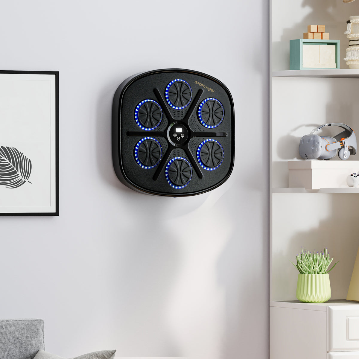 Machine de boxe musicale boxe mural musique avec 9 vitesses et modes Bluetooth gants de boxe 41,8 x 44,6 x 7,5 cm noir-1