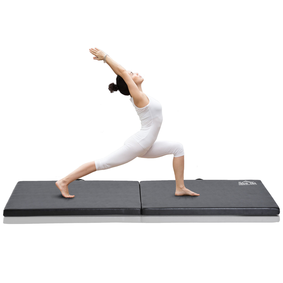 Tapis de gymnastique yoga pilates fitness pliable portable grand confort 180L x 60l x 5H cm revêtement synthétique noir-4