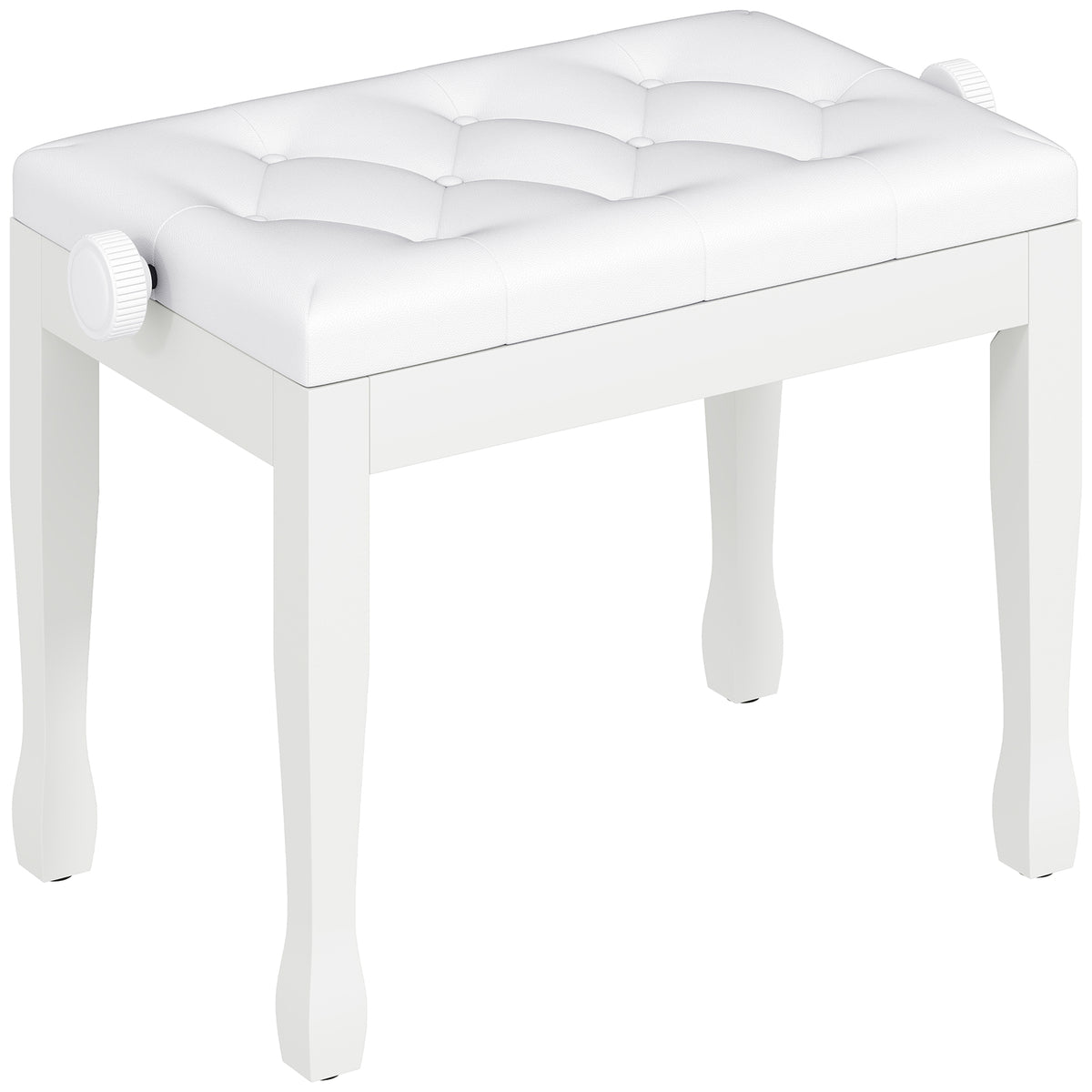Banc de piano, banc de clavier réglable en hauteur en bois massif, siège rembourré, 64 x 35 x 45-55 cm, blanc-0