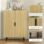 Meuble à Chaussures 15 Paires, Armoire à Chaussures 5 Niveaux avec Étagères Réglables, 2 Portes et Pieds en Métal, Chêne-5