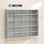 Vitrine murale pour objets de collection 4 étagère réglables en hauteur et 2 portes coulissantes 80 x 9,5 x 60 cm gris-2