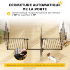 Barrière de sécurité parc enclos chien modulable pliable porte intégrée 300L max. x 74,5H cm métal PP noir-5