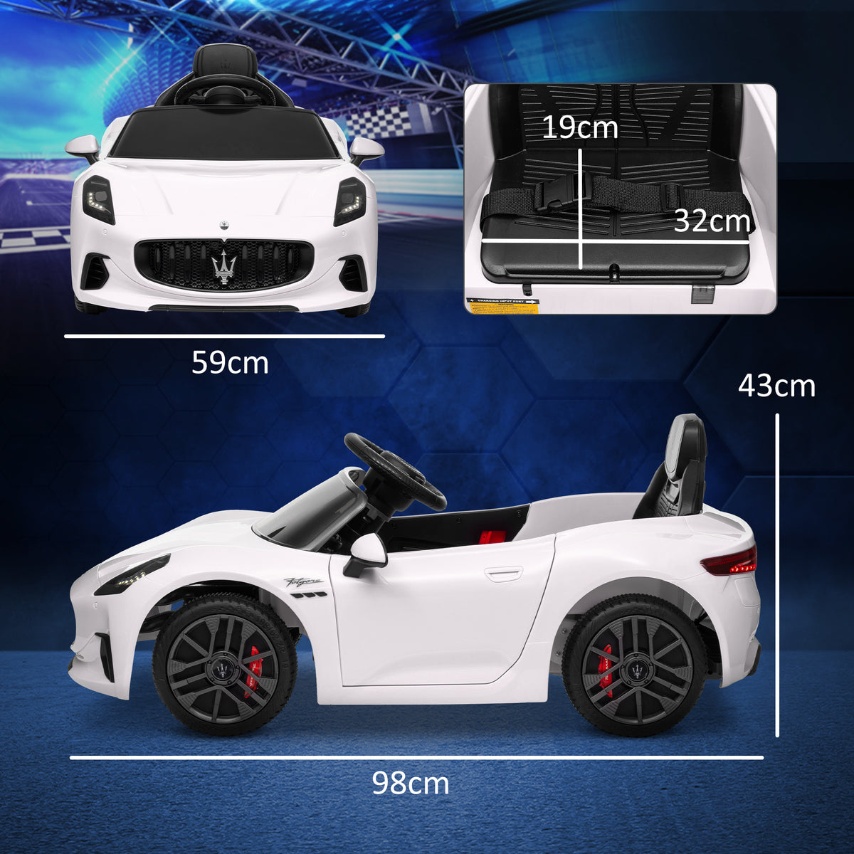 Voiture électrique pour enfants sous licence Maserati Gran Turismo Folgore, 12V avec télécommande, de 3 à 5 ans, blanc-2