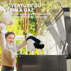 Coffre de rangement métal boîte de jardin 350L double vérins à gaz verrouillable pour coussins outils gris anthracite-4