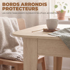 Table à Manger Extensible pour 4 à 6 Personnes, 140-180 cm, Table de Cuisine Ovale avec Bords Arrondis, Chêne-5