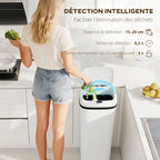 Poubelle cuisine automatique 50L en acier inoxydable, poubelle à capteur de mouvement sans contact, 33x25x84cm, blanc-3