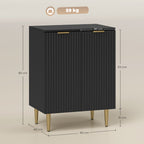 Buffet Cuisine, Meuble de Rangement avec 2 Portes, Étagère Réglable, Pieds Métalliques Surélevés, 60 x 40 x 80 cm, Noir-2