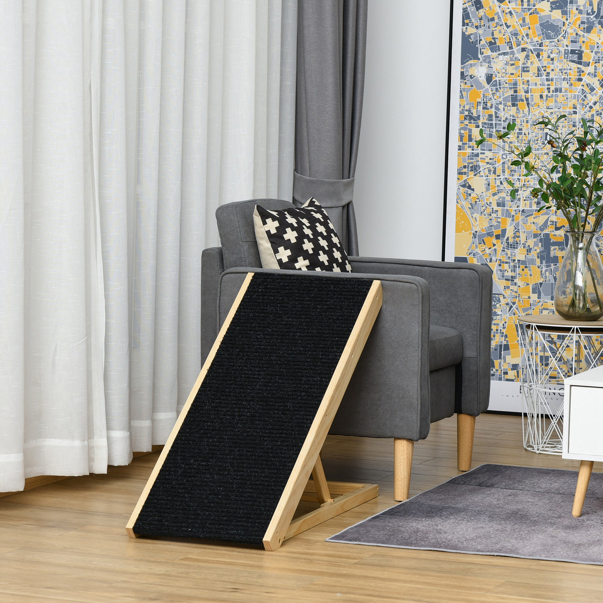 Rampe pour chien de grande taille pliable, escalier pour chien canapé avec hauteur ajustable 26-61 cm, noir-1