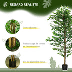 Plante artificielle ficus hauteur 1,80 m tronc branches liane lichen feuilles grand réalisme pot inclus vert-3